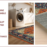 Ultra Soft Area Rug, Non Slip, Stain Resistant, Washable Area Rugs for Living Room, Bedroom, Elegant Multicolor Floral Pattern(Red)