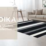 Ultra Soft Area Rug, Non Slip, Stain Resistant, Washable Area Rugs for Living Room, Bedroom, Sleek Abstract Monochrome Lines(Black)