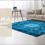 Ultra Soft Area Rug, Non Slip, Stain Resistant, Washable Area Rugs for Living Room, Bedroom, Elegant Faded Bedroom Non-Slip Soft Rug(Blue)