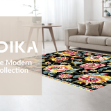 Ultra Soft Area Rug, Non Slip, Stain Resistant, Washable Area Rugs for Living Room, Bedroom, Sleek Black and Yellow Geometric Pattern(Black)