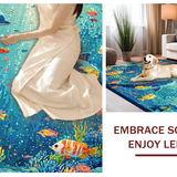 Ultra Soft Area Rug, Non Slip, Stain Resistant, Washable Area Rugs for Living Room, Bedroom, Educational Kids Rug with Alphabet and Sea Creatures in a Vibrant Design(Blue)