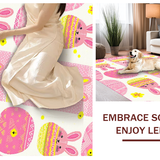 Ultra Soft Area Rug, Non Slip, Stain Resistant, Washable Area Rugs for Living Room, Bedroom, Vibrant Pastel Egg Decorative Motif(Pink)
