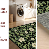 Ultra Soft Area Rug, Non Slip, Stain Resistant, Washable Area Rugs for Living Room, Bedroom, Bold Modern Floral Arrangement(Black)