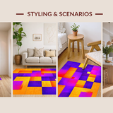 Ultra Soft Area Rug, Non Slip, Stain Resistant, Washable Area Rugs for Living Room, Bedroom, Eye-catching Lively Tiled Arrangement(Purple)