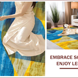 Ultra Soft Area Rug, Non Slip, Stain Resistant, Washable Area Rugs for Living Room, Bedroom, Vibrant Abstract Expressionist Design(Yellow)