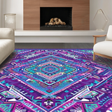 Ultra Soft Area Rug, Non Slip, Stain Resistant, Washable Area Rugs for Living Room, Bedroom, Lively Round Ethnic Weave(Purple)