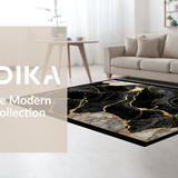 Ultra Soft Area Rug, Non Slip, Stain Resistant, Washable Area Rugs for Living Room, Bedroom, Refined Black Abstract Style(Black)