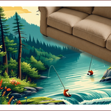 Ultra Soft Area Rug, Non Slip, Stain Resistant, Washable Area Rugs for Living Room, Bedroom, Nature Carved Fishing Scene Cabin Area Carpet(Green)