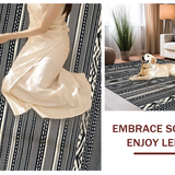 Ultra Soft Area Rug, Non Slip, Stain Resistant, Washable Area Rugs for Living Room, Bedroom, Dynamic Geometric Lines with Animal Motif(Black)