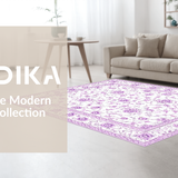 Ultra Soft Area Rug, Non Slip, Stain Resistant, Washable Area Rugs for Living Room, Bedroom, Eclectic White Blossom Artistry(White)