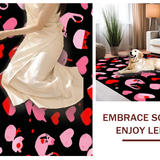 Ultra Soft Area Rug, Non Slip, Stain Resistant, Washable Area Rugs for Living Room, Bedroom, Cute Black Cat Whimsical Print(Red)