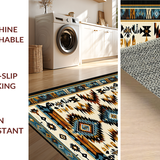 Ultra Soft Area Rug, Non Slip, Stain Resistant, Washable Area Rugs for Living Room, Bedroom, Elegant Vintage Aztec Textile Design(Beige)