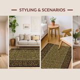Ultra Soft Area Rug, Non Slip, Stain Resistant, Washable Area Rugs for Living Room, Bedroom, Trendy Textured Brown Print(Gold)