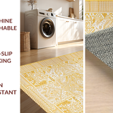 Ultra Soft Area Rug, Non Slip, Stain Resistant, Washable Area Rugs for Living Room, Bedroom, Chic Cozy Crochet Aesthetic(Gold)