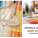 Ultra Soft Area Rug, Non Slip, Stain Resistant, Washable Area Rugs for Living Room, Bedroom, Cozy Multicolor Geometric Flow(Yellow)