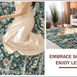 Ultra Soft Area Rug, Non Slip, Stain Resistant, Washable Area Rugs for Living Room, Bedroom, Rustic Oriental Green Tiled Motif(Green)