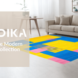 Ultra Soft Area Rug, Non Slip, Stain Resistant, Washable Area Rugs for Living Room, Bedroom, Elegant Colorful Wave Arrangement(Yellow)