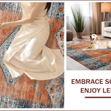 Ultra Soft Area Rug, Non Slip, Stain Resistant, Washable Area Rugs for Living Room, Bedroom, Stylish Modern Ethnic Patterns(Orange)