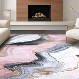Ultra Soft Area Rug, Non Slip, Stain Resistant, Washable Area Rugs for Living Room, Bedroom, Modern Marble Texture with Subtle Hues(Pink)