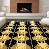 Ultra Soft Area Rug, Non Slip, Stain Resistant, Washable Area Rugs for Living Room, Bedroom, Chic Lattice Style in Black Gold(Gold)