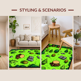 Ultra Soft Area Rug, Non Slip, Stain Resistant, Washable Area Rugs for Living Room, Bedroom, Rustic Forest Animal Print(Green)
