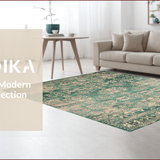 Ultra Soft Area Rug, Non Slip, Stain Resistant, Washable Area Rugs for Living Room, Bedroom, Rustic Geometric Soft Textures(Green)