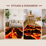 Ultra Soft Area Rug, Non Slip, Stain Resistant, Washable Area Rugs for Living Room, Bedroom, Vivid Abstract Magma Design(Red)