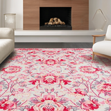 Ultra Soft Area Rug, Non Slip, Stain Resistant, Washable Area Rugs for Living Room, Bedroom, Elegant Vintage Petal Pattern(Pink)