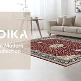 Ultra Soft Area Rug, Non Slip, Stain Resistant, Washable Area Rugs for Living Room, Bedroom, Lush Cozy Cream Tiled Design(Red)