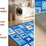 Ultra Soft Area Rug, Non Slip, Stain Resistant, Washable Area Rugs for Living Room, Bedroom, Bright Playful Typography Theme(Blue)