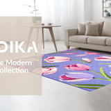Ultra Soft Area Rug, Non Slip, Stain Resistant, Washable Area Rugs for Living Room, Bedroom, Charming Seasonal Floral Arrangement Style(Purple)