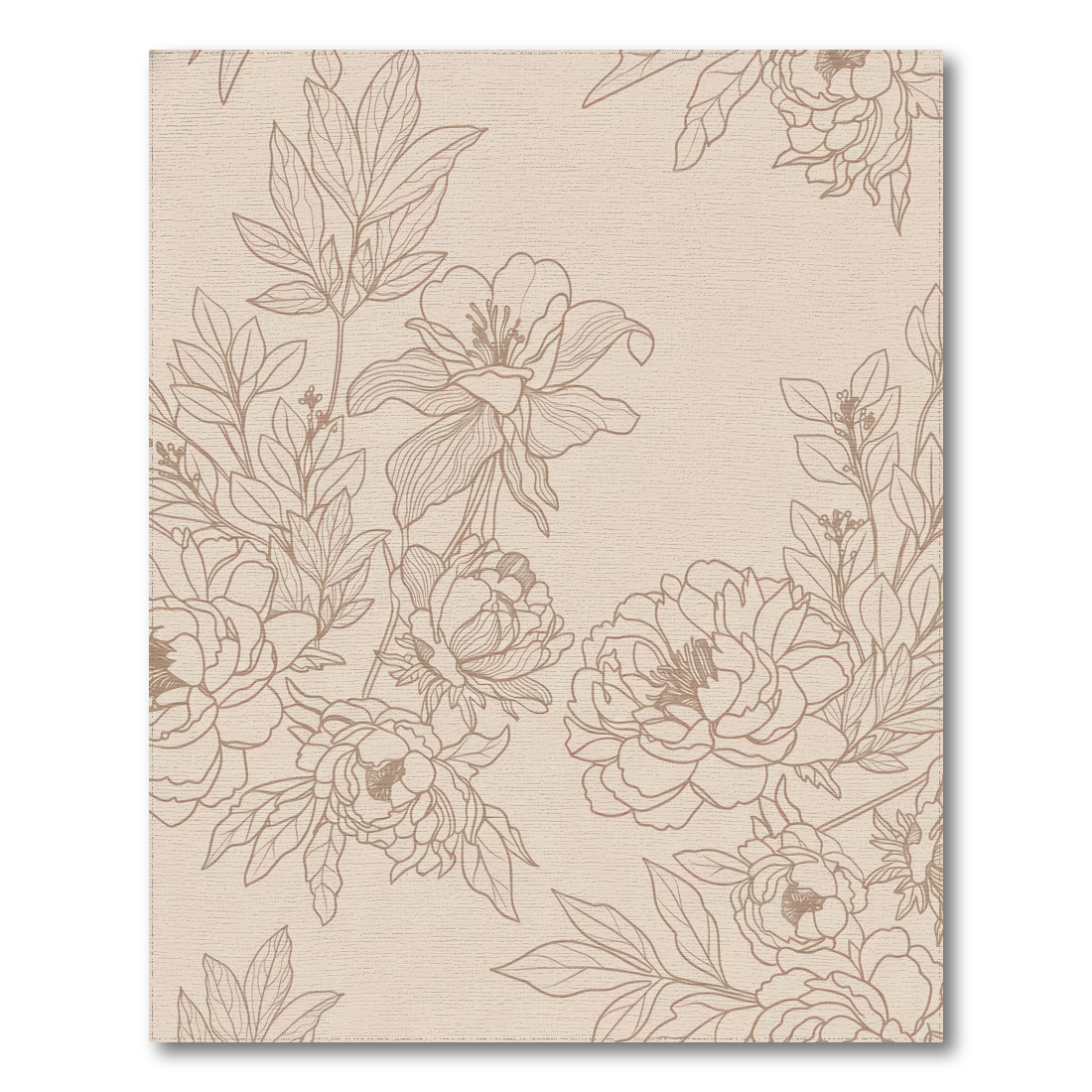 Cream Botanical Floral Line Art Area Rug