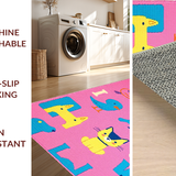 Ultra Soft Area Rug, Non Slip, Stain Resistant, Washable Area Rugs for Living Room, Bedroom, Interactive Colorful Child-Friendly Graphics(Pink)