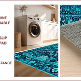 Ultra Soft Area Rug, Non Slip, Stain Resistant, Washable Area Rugs for Living Room, Bedroom, Boho Distressed Navy Teal Living Room Rug(Blue)