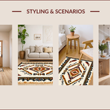 Ultra Soft Area Rug, Non Slip, Stain Resistant, Washable Area Rugs for Living Room, Bedroom, Farmhouse Tribal Low Pile Living Room Carpet(Beige)