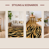 Ultra Soft Area Rug, Non Slip, Stain Resistant, Washable Area Rugs for Living Room, Bedroom, Cute Tiger Print Faux Hide Nursery Rug(Black)