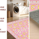 Ultra Soft Area Rug, Non Slip, Stain Resistant, Washable Area Rugs for Living Room, Bedroom, Vibrant Pink Flower Extravaganza(Pink)