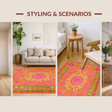 Ultra Soft Area Rug, Non Slip, Stain Resistant, Washable Area Rugs for Living Room, Bedroom, Charming Colorful Abstract Motif(Orange)