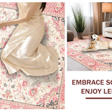 Ultra Soft Area Rug, Non Slip, Stain Resistant, Washable Area Rugs for Living Room, Bedroom, Contemporary Floral Infusion Style(White)