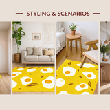 Ultra Soft Area Rug, Non Slip, Stain Resistant, Washable Area Rugs for Living Room, Bedroom, Whimsical Fried Egg Design(Yellow)