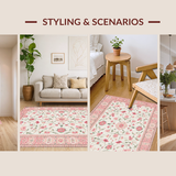 Ultra Soft Area Rug, Non Slip, Stain Resistant, Washable Area Rugs for Living Room, Bedroom, Sophisticated Colorful Geometric Shapes(Ivory)