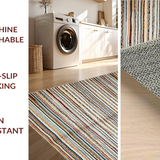 Ultra Soft Area Rug, Non Slip, Stain Resistant, Washable Area Rugs for Living Room, Bedroom, Whimsical Soft-Toned Stripe Arrangement(Orange)