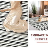 Ultra Soft Area Rug, Non Slip, Stain Resistant, Washable Area Rugs for Living Room, Bedroom, Bold Monochrome Stripe Area Rug(Black)
