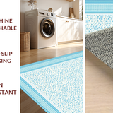 Ultra Soft Area Rug, Non Slip, Stain Resistant, Washable Area Rugs for Living Room, Bedroom, Lively Nautical Blue Accents(Beige)