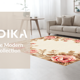 Ultra Soft Area Rug, Non Slip, Stain Resistant, Washable Area Rugs for Living Room, Bedroom, Delicate Girly Circle Arrangement(Beige)
