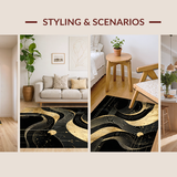 Ultra Soft Area Rug, Non Slip, Stain Resistant, Washable Area Rugs for Living Room, Bedroom, Chic Abstract Gold and Gray Convergence(Gold)