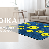 Ultra Soft Area Rug, Non Slip, Stain Resistant, Washable Area Rugs for Living Room, Bedroom, Funky Abstract Happy Design(Blue)