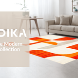 Ultra Soft Area Rug, Non Slip, Stain Resistant, Washable Area Rugs for Living Room, Bedroom, Transitional Soft Tone Geometry(Orange)