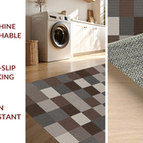 Ultra Soft Area Rug, Non Slip, Stain Resistant, Washable Area Rugs for Living Room, Bedroom, Trendy Minimalist Symmetrical Layout(Brown)