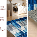 Ultra Soft Area Rug, Non Slip, Stain Resistant, Washable Area Rugs for Living Room, Bedroom, Refined Abstract Oceanic Influence(Blue)